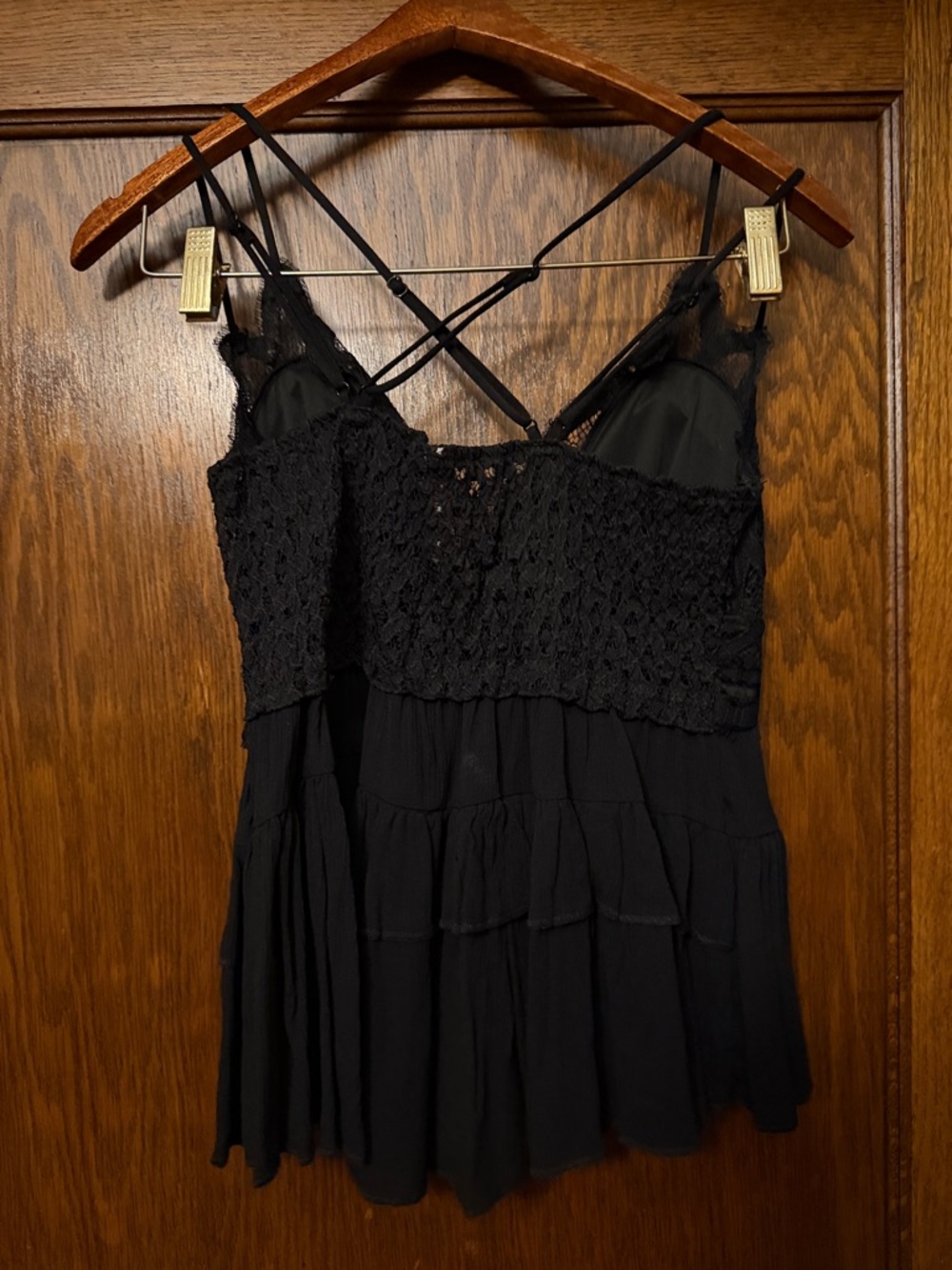 Zenana Outfitters Black Lace Tiered Spaghetti Strap Tank - Picture 3 of 3
